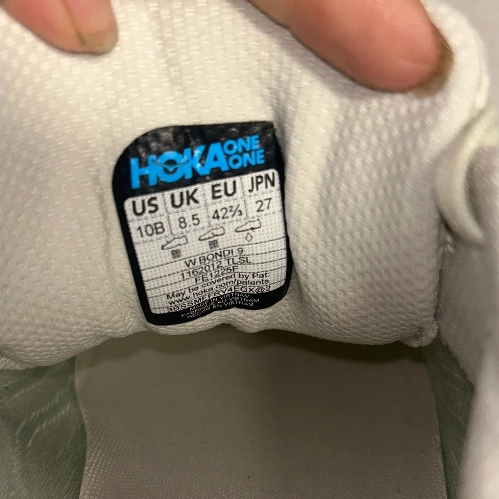 Hoka Off-White and Light Green Athletic Shoes